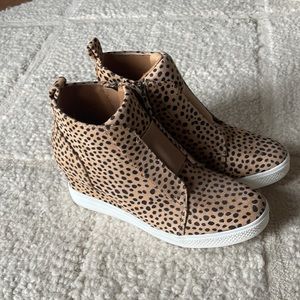 Leopard hidden wedge sneaker